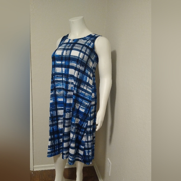 Vejaiz Designs Blue White Plaid Sleeveless Pullover Dress XL - Picture 8 of 11